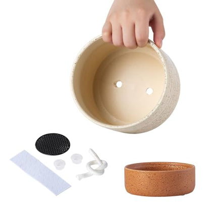 6 Inch Ceramic Self Watering Planter with Drainage Hole, Brush - color: Brush, size: Small