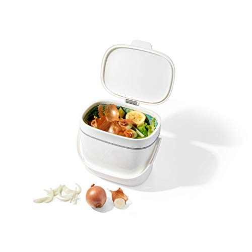 OXO Good Grips Easy-Clean Compost Bin, White, 1.75 Gal/6.62 L - color: White, size: 1.75 Gallon