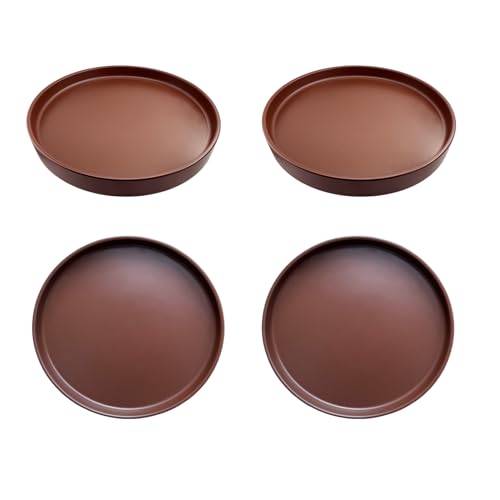 4 Pack Ceramic Plant Saucer Pot Tray 4 Inch, Planter Saucers 4 5 6 7 8 9 10 11 12 13 Inch for Indoors Outdoor, Durable Sturdy Flower Drainage drip Water Tray for Glazed Pots Base ((4.5"/4.1"-Brown) - color: Brown, size: (4.5"/4.1")-4pack