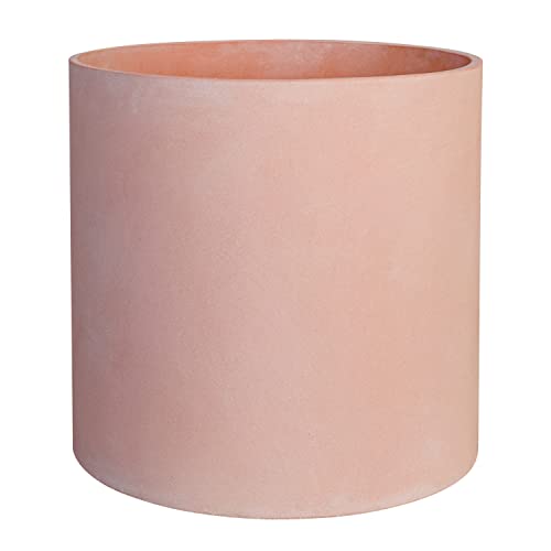 FaithLand 12 Inch Fiberstone Planter - Lightweight Modern Cylinder Plant Pot with Drainage Hole & Plug, Indoor Outdoor Use, Terracotta Color - color: Terracotta, size: 12 Inch