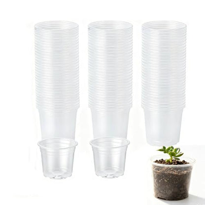 100 Pcs Seed Starter Pots Kit 2.75 Inch Clear Nursery Pots for Plants for Seedlings,Small Plastic pots for Plants,Succulents,Plastic Nursery Pots with Drainage Holes (Size B) - size: Size B