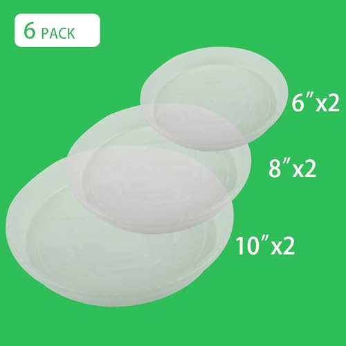 6 Pack Plant Saucers of 6 inch & 8 inch & 10 inch, Plant Trays, Clear Flower Plant Pot Tray - color: Clear, size: 6"+8"+10"(each2Pack)