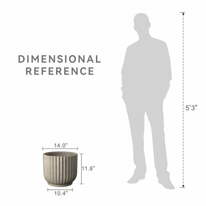 Kante Accent Round Pedestal Weathered Concrete Planter 14" Dia, Outdoor - color: Weathered Concrete, size: 14"w x 11.8"h