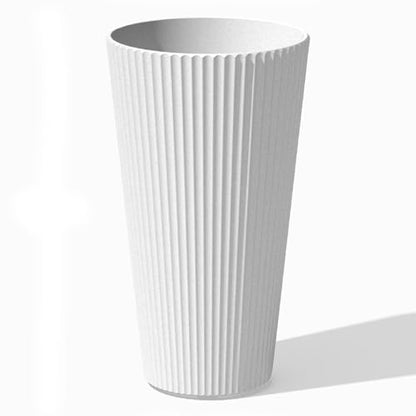 Veradek Demi Series Tall Planter - Tall Tapered Outdoor Planter with Shelf - color: White, style: Narrow Groove