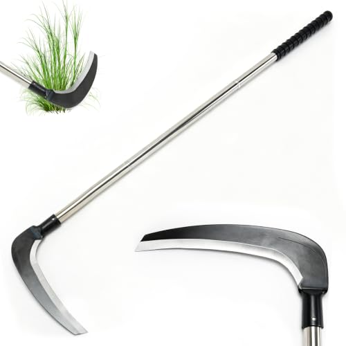 Harvesting Weeding Sickle, High-Carbon Steel Adjustable Long-Handled Lightweight Sickle for Weeding Farm Harvesting Clearing Vines Yard Gardening Pruning