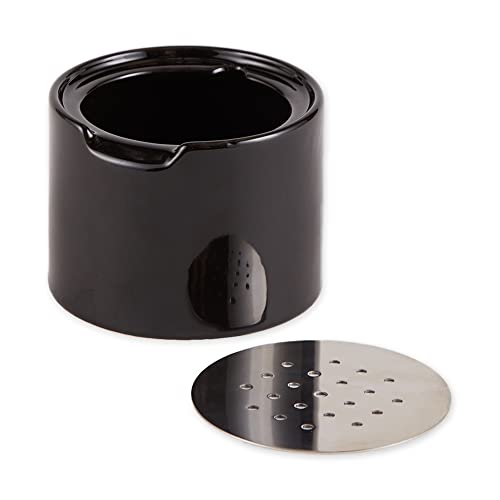 RSVP Reusable Ceramic Fruit Fly Trap for Indoors – Kitchen Fly Catcher Jar with Stainless Steel Vent Lid, Eco-Friendly & Dishwasher Safe Design, Uses Natural Vinegar Bait (Black)