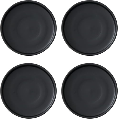 4 Inch Black Ceramic Saucer 4 Pack - Drainage Tray for Plant Pot - color: Black, size: 4 Inch (4 Pack)