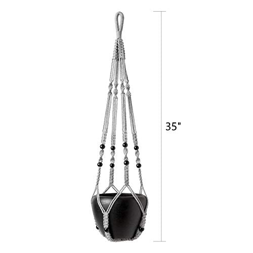 Mkono Macrame Plant Hanger Indoor 35 Inch Hanging Planter Basket Grey 2Pc - color: Gray
