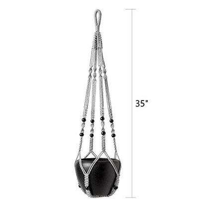 Mkono Macrame Plant Hanger Indoor 35 Inch Hanging Planter Basket Grey 2Pc - color: Gray