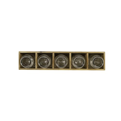 Foreside Home and Garden Ticking Stripe 5 Bud Vase Holder Glass Wood & MDF by Foreside Home & Garden