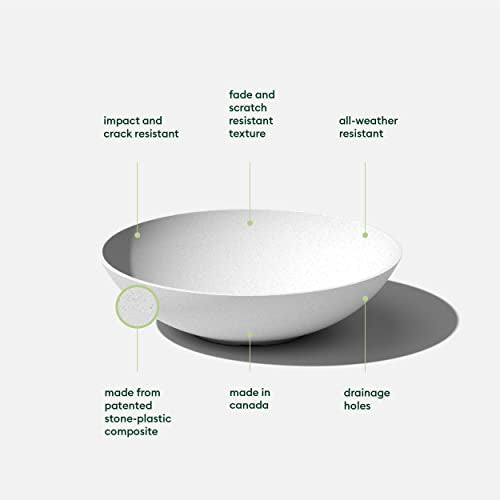 Veradek Mason Series Lane Bowl - Large Outdoor Bowl Planter - color: White, size: 6"H x 24"DIA