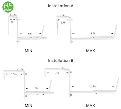 HFHOME Set of 2 Adjustable Window Planter Box Brackets, White Brackets for Window Boxes Planters, Planter Shelving with Adjustable Size The Width of The Bottom of The Planter Box (Patent Registered) - size: Set of 2 - White