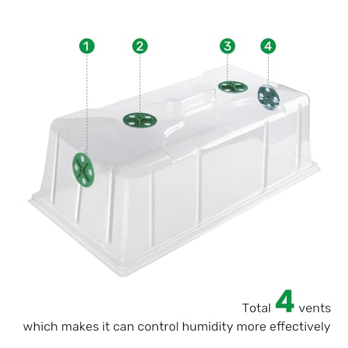 MIXC 10 Pack Humidity Dome 7" Tall Extra Strength, 1020 Growing Trays Cover, Propagation Seed Cloning Lid Vented for 10 x 20 Inch Flat Tray and Seed Starting Germination - color: Green, size: 10 Pack 7" Domes-Green