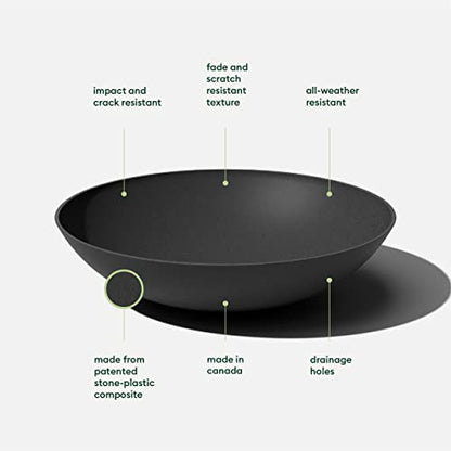 Veradek Mason Series Lane Bowl - Large Outdoor Bowl Planter - color: Black, size: 8"H x 32"DIA