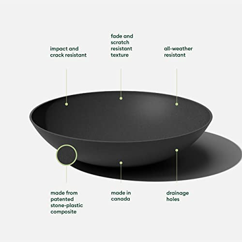 Veradek Mason Series Lane Bowl - Large Outdoor Bowl Planter - color: Black, size: 8"H x 32"DIA 2PK