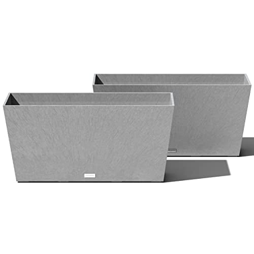 Veradek Pure Series Midori Planter - Wide Outdoor Planter - color: Gray, size: 31 inch - 2 Pack