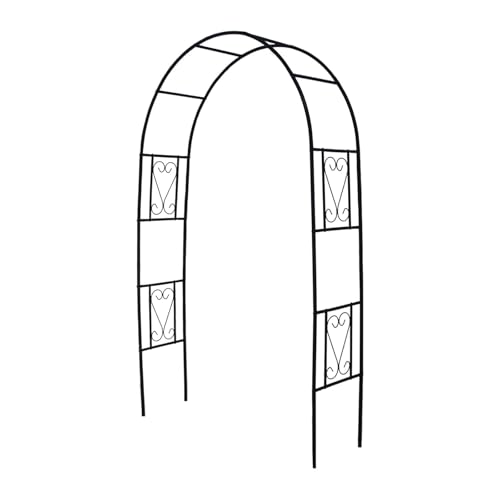 Iron Pergola Garden Arch 7Ft H x 4.1Ft W for Rose & Climbing Vines - color: Black Arch-A