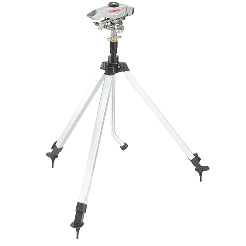 Gilmour Pro Telescoping Extra Large Area Circular Water Sprinkler for Lawn, Tripod Sprinkler with 8,500 sq ft Coverage, White/Black