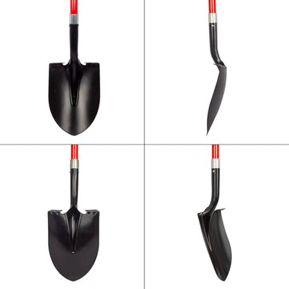 VNIMTI Heavy Duty Gardening Shovel, 56 Inch Round Blade with Fiberglass Handle (Red) - color: Red
