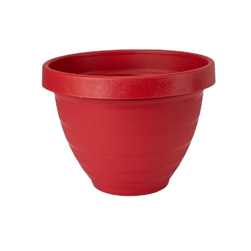 The HC Companies Rings Flower Planter - Self Watering Plant Pots for Herbs & More - Round Lightweight Outdoor & Indoor Planter (12" Warm Red, Pack of 1) - color: Warm Red, size: 12"