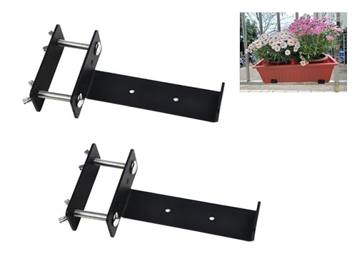 Balustrades Flower Box Supports, Planter Box Supports, Window Box Supports (6 Inches)，for Balustrades, Terraces, Decks, Balconies, Fences. (Black 2 PCS)