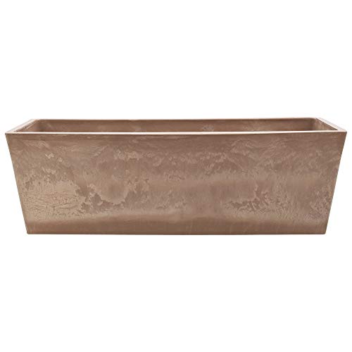 Arcadia Garden Products PSW Pot Collection [25.3 inch] Plastic/Stone/Wood Composite Window Box Rectangular Planter – No Drainage Hole (Drillable), Indoor/Outdoor Pot for Flowers and Vegetables, Taupe - color: Taupe, size: 25.5" x 9"