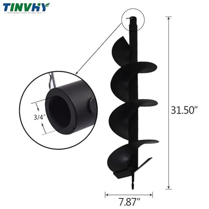 8-in Earth Auger Drill Bit, Garden Plant Flower Auger Rapid Planter Compatible Gas Powered Post Fence Hole Digger with 3/4 Shaft - size: 8 Earth Auger Drill Bit