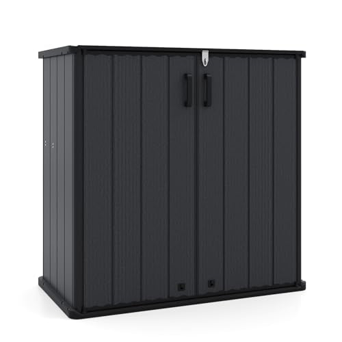 Tangkula 23.5 Cu.ft Outdoor Storage Shed with Lockable Door - color: Black
