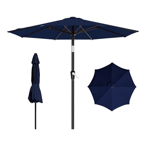 AreShark 9FT Outdoor Patio Umbrella with Tilt and Crank, Navy - color: Navy, size: 9ft