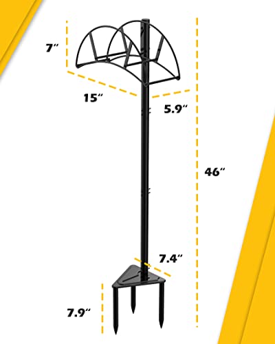 Suchek Metal Garden Hose Holder Stake, Freestanding, Heavy Duty Water Hose Stand, In Ground Hose Rack Organizer for Outside Yard (Black) - style: 3 Spikes-Black