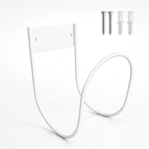 Garden Hose Holder Wall Mount, Heavy Duty Metal Hose Hanger (White) - color: White