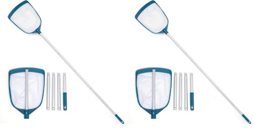 POOLWHALE Upgrades Swimming Pool Leaf Net Skimmer Rake with Adjustable Aluminum Pole and Nylon Medium Fine Mesh for Cleaning Swimming Pools, Hot Tubs, Spas and Fountains (Pack of 2) - size: Pool Skimmer with Pole (Pack of 2)