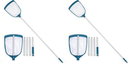 POOLWHALE Upgrades Swimming Pool Leaf Net Skimmer Rake with Adjustable Aluminum Pole and Nylon Medium Fine Mesh for Cleaning Swimming Pools, Hot Tubs, Spas and Fountains (Pack of 2) - size: Pool Skimmer with Pole (Pack of 2)