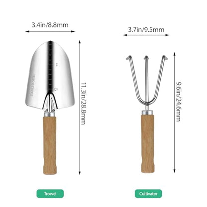 LeMotech Garden Tool Set, 2Pcs Gardening Hand Tools, Stainless Steel Trowel and Cultivator with Handle, Outdoor Gardening Kit for Women Men - style: 2PC(Trowel&Cultivator)