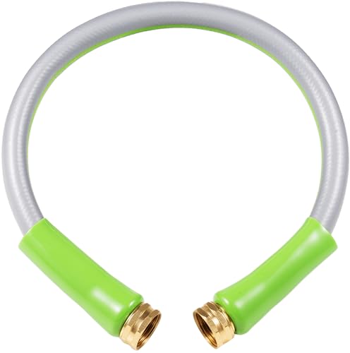 SheeChung Short Garden Hose 2ft x 5/8",Leader Hose for Hose Reel Faucet,Short RV Water Hose Heavy Duty,Lightweight Rubber Small Hose,Hose Extension,3/4"Brass Fittings,Female to Female Hose - color: Grey+Green, size: 2ft-double females