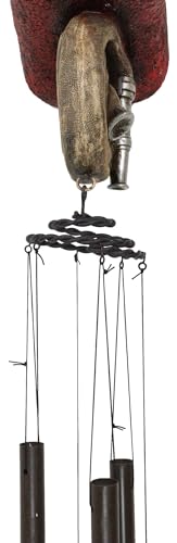 Ebros Gift Fire Fighter Axe Fireman Station Number 1 Hat with Coiled Water Hose Resonant Relaxing Wind Chime with Metal Tubes Patio Garden Accent 911 Emergency Civil Service Decorative