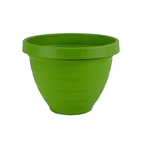 The HC Companies Rings Flower Planter - Self Watering Plant Pots for Herbs & More - Round Lightweight Outdoor & Indoor Planter (16" Green, Pack of 1) - color: Green, size: 16"