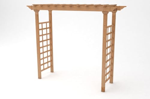 VITA Carolina Grande Garden Arbor, Brown Embossed Vinyl Outdoor Garden Arch with Classic Lattice Panels for Climbing Plants, Roses & Vines, Weather-Resistant Maintenance-Free Arbor Trellis, VA84075