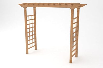 VITA Carolina Grande Garden Arbor, Brown Embossed Vinyl Outdoor Garden Arch with Classic Lattice Panels for Climbing Plants, Roses & Vines, Weather-Resistant Maintenance-Free Arbor Trellis, VA84075