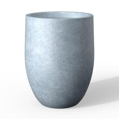 Kante Large Round Bullet Blue Gray Concrete Planter 21.7" Tall, Outdoor - color: Blue-gray