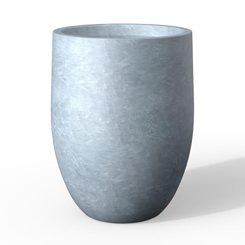 Kante Large Round Bullet Blue Gray Concrete Planter 21.7" Tall, Outdoor - color: Blue-gray