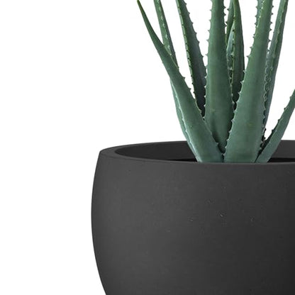 Kante Small Round Bowl Black Concrete Planter 11.8" Dia, Outdoor - color: Black, size: 11.8" d