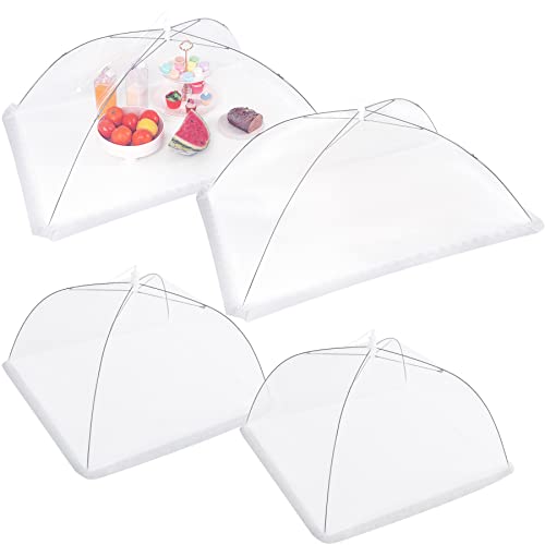 JULBEAR 4Pcs Mesh Food Cover Tent Umbrella Pop Up Outside Outdoor Party Net - size: 32"x24" 17"x17"