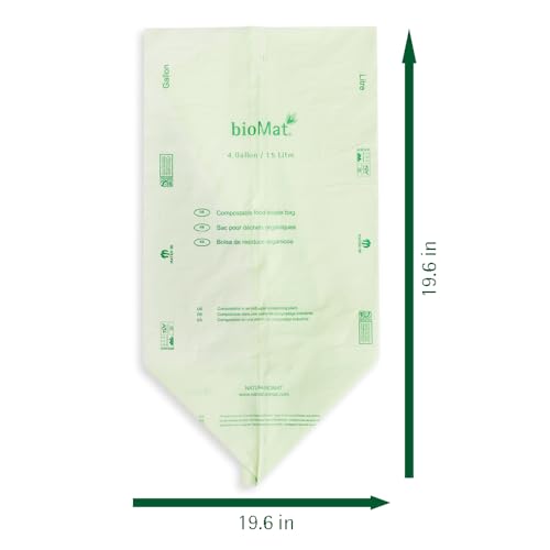bioMat 4 Gallon Compostable Food Scrap Bags, 50 Count - size: 25 Count (Pack of 2), style: 4 Gallon