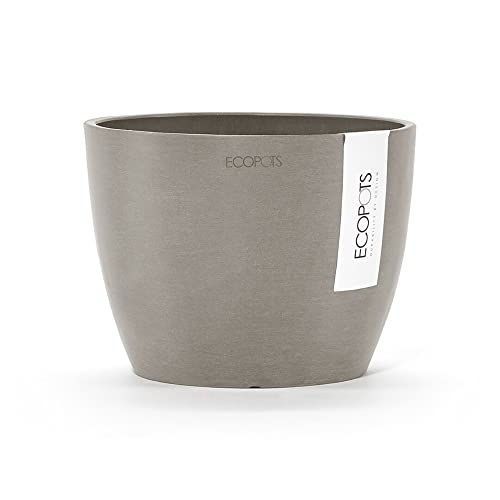 Ecopots Stockholm Round Flower Planter, Taupe, 6" - color: Taupe, size: 6"