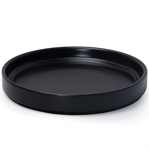 D'vine Dev Ceramic Plant Saucer/Drainage Tray, 10.4 in, Black, 97-T-B-5 - color: Black, size: 10.4" (1 Pack)
