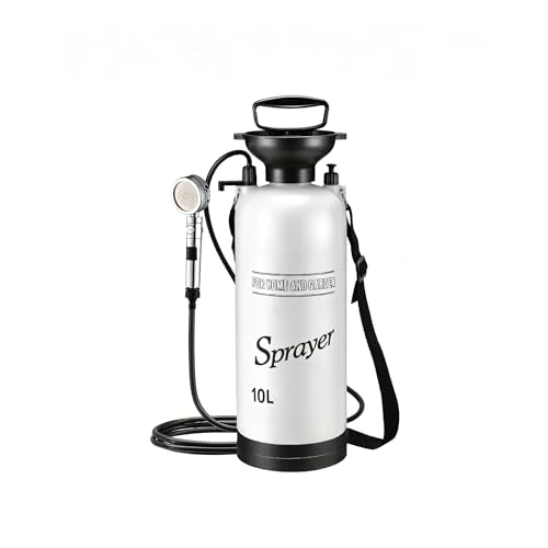 5L Hand Press Portable Shower, 10 Spray Modes with Removable Hose & Shower Head, No Electric Needed – Ideal for Camping Hiking Travel Beach Garden Pet Shower - color: white 10L
