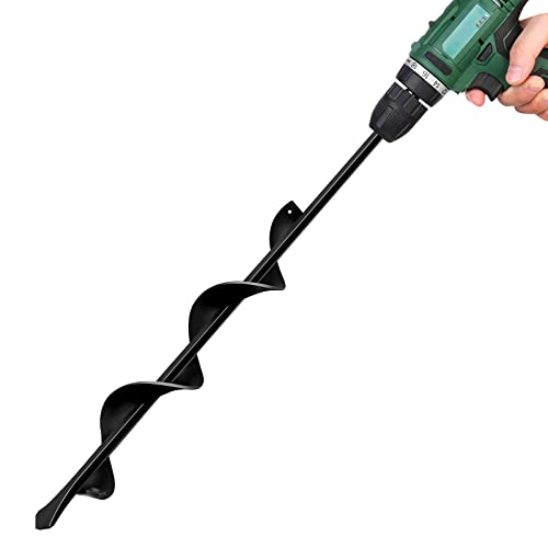 LONGRUN Auger Drill Bit for Planting-1.7"x15" Planting Auger, Garden Spiral Hole Drill Bulb Planter Tool for Planting, Bedding Plants, Flowers, Umbrella Holes - 3/8 Inch Hex Drive Drill Augers - color: Black, size: 1.7 Inch