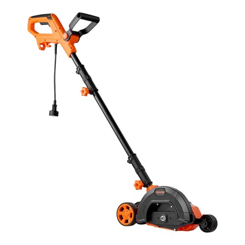 VEVOR Lawn Edger, 8-inch Blade Length, 12 Amp Electric Edger Lawn Tool, 4000 RPM, with 3-Position Blade Depth, 65 Mn, Pivoting Handle, Dual Wheels, for Lawns, Driveways, Yards, and Sidewalk Edges - size: 8 inches