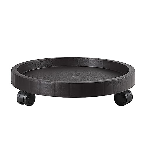 14.2 Inch Planter Caddies Rolling Saucer Caddy with Wheels, Heavy Duty Wheeled Stand for Potted Plant, Round Coaster Roller Base Tray with Casters, Flower Pot Dolly Holder for Indoor Outdoor - color: Brown, size: 14.17" (14 ¹¹/₆₄ in)